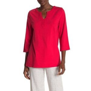Tommy Bahama Women's Loop Embellishment Neckline Bell Sleeve Jersey Tunic Top M